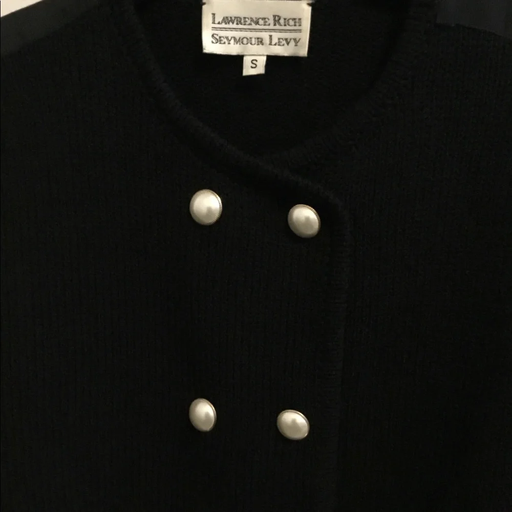 Vintage Black Knit Jacket, by LAWRENCE RICH | SEYMOUR LEVY Size S - Picture 3 of 3